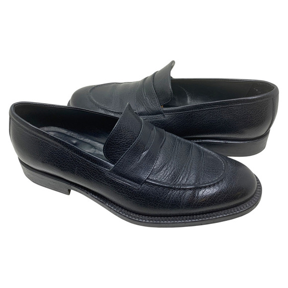 Giorgio Armani Mens Sz US 10.5 EU 43.5 Classic Black Leather Loafers Dress Shoes